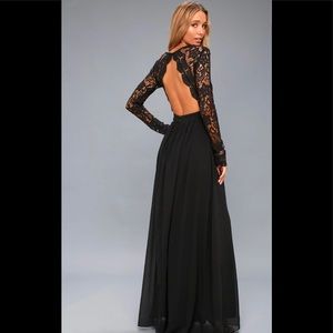AWAKEN MY LOVE BLACK LONG SLEEVE LACE MAXI DRESS